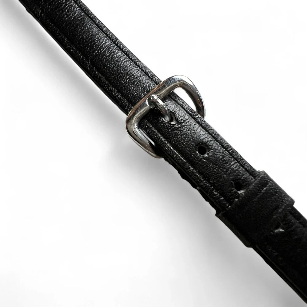 VTG NOS T&C Women 5/16 Watch Strap Band Black Calfskin Leather Silver USA 6 1/2